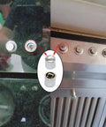 Ten Pack Range Hood Push Button Switch Caps installed on under cabinet vent hoods, showing durable plastic 10mm square button covers.