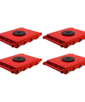 Heavy Duty Machinery Movers Set With Swivel Caps And Smooth Rolling Pu Wheels rated to haul 13200 pounds, red steel cart dollies.