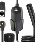 Heavy Duty Level 2 Portable EV Charger For Tesla And All Electric Vehicles Pulling 32 Amps At 7.68 Kilowatts with a 25-foot cable.