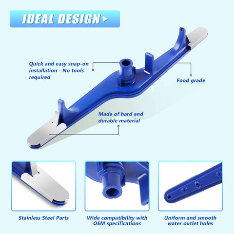 Upgrade Dishwasher Lower Spray Arm Replacement For Frigidaire And Kenmore Models 5304517203 with blue ABS material and heat shield