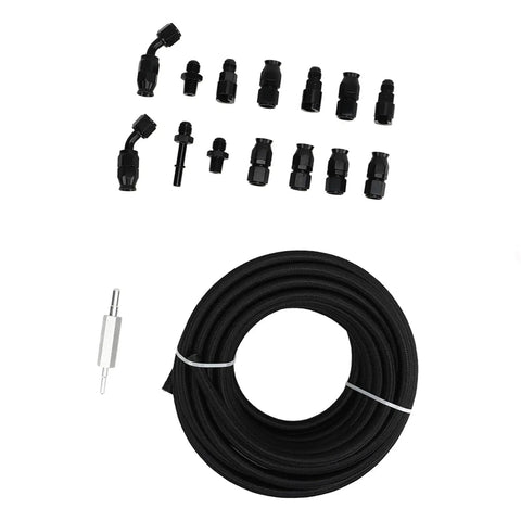 Kickin It With 6AN 3/8 Fuel Line Fitting Kit Using Flexible PTFE Nylon Hose For LS Swap EFI Systems That Are Totally Leak-Proof And Have 15 Connectors, black hose and fittings
