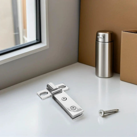 Heavy Duty Stainless Steel Glass Door Pivot Hinge For Shower on table with screw, Concealed Double-Hole Bath Door Hinge, 304 Stainless, Bright Finish.