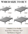 Image showing various bed sizes including Twin, Full, Queen, and King for Heavy Duty Bunkie Board King Size 76X80 Real Deal Mattress Support.