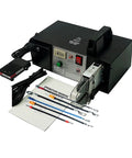 Heavy Duty Electric Terminal Crimping Machine Gets The Job Done Right With Seven Quick Swap Dies And Lightning Fast Motor For Secure Wire Connections On Flag And Insulated Terminals 220V with foot pedal and operation manual.