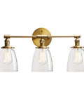 Vintage Industrial Three Light Wall Sconces With Oval Cone Clear Glass Shades Antique Finish, E26 Base, 60W Max Per Bulb