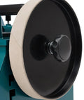 Close-up of 10 inch grinding wheel on the Badass 10 Inch Water Cooled Knife Sharpening Machine 240W Electric Bench Grinder.