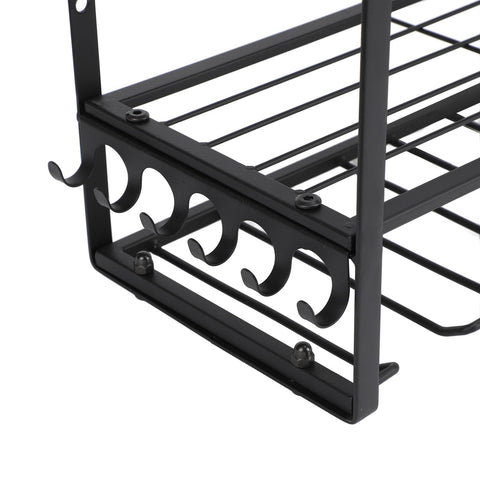 Heavy Duty Metal Wall Mount Power Tool Organizer With Extra Slots And Hooks For Sick Garage Shop Setup showing sturdy metal hooks and slots.