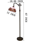 Tiffany Style Floor Lamp With Stained Glass Shade Adjustable Arched Gooseneck 66 Inch Tall Bronze Base Antique Reading Light Green Apple Heart Glass UL Listed
