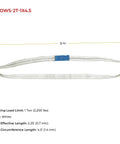 10 Pack White Polyester Endless Round Sling One Inch By Four And A Half Feet For Lifting And Recovery With 2200 Lbs Vertical Capacity And 4400 Lbs Basket Load displayed on white background with measurements.