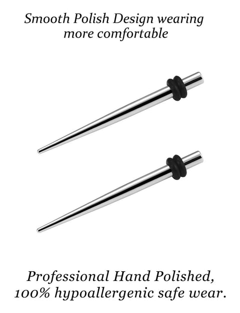 14 Gauge Ear Gauges Stretching Kit Set With 316L Surgical Steel Tapers And Insertion Pins For Ear Septum Nipple Tongue Piercing Tools Two Piece Kit One Point Six Millimeter Gauge With Smooth Polished Finish