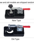 New type 35mm hinge boring jig kit with ABS base and red clamp; 1.4in hole drilling guide for door hinge installation.

Old type 35mm hinge boring jig kit with ABS base and red clamp; 1.4in hole drilling guide for door hinge installation.