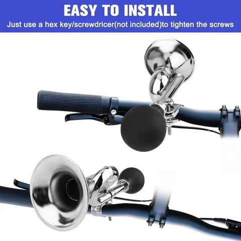 Classic Retro Bike Horn For Ecotric Beach Cruiser Ebike Produces Loud Snail Tone To Alert Pedestrians Instantly While Delivering Immersive Vintage Vibes Perfect For Cruising Neighborhoods And City Ramps With Ease, chrome horn on bike handlebar