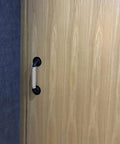 Industrial Style Wrought Iron Cabinet And Barn Door Handles With Hemp Rope Pulls on a wooden door
