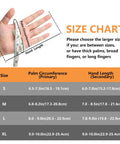 Hand showing size chart for Pro Grade Cut Resistant Gloves Level 5 Food Safe With Stainless Steel Wire For Kitchen Chefs And Butchers