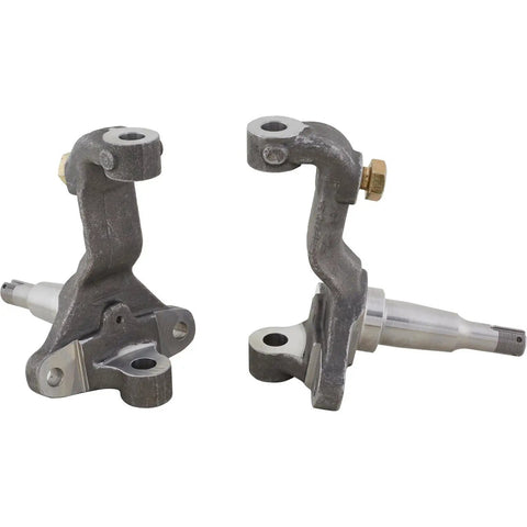 Deluxe Front Spindle and Disc Brake Kit For 1964-1974 GM A F X Cars with 11 Inch Disc Brakes, showing metal spindles.