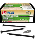 Heavy Duty Exterior Deck Screws With Bugle Head And Star Drive For Treated Lumber Projects Black Coated Finish in 3"x9" size.