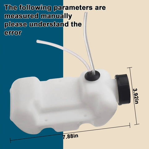 Side view of Fuel Tank Assembly 308675054 Replacement for Toro Ryobi Homelite 310833001 String Trimmer showing dimensions.
