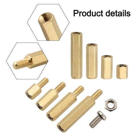 120-Piece M3 Brass Hex Standoff Spacer Kit With Dope Male-Female And Female-Female Spacers Plus Screws, All In A Compact Storage Box For Easy Motherboard Mounting, Quick Assembly, And Organized Parts. Brass M3 hex standoffs and screws shown