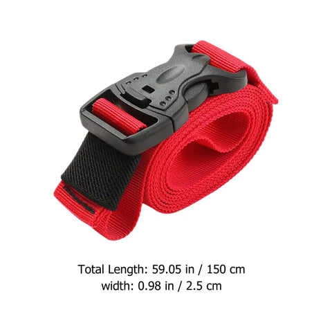 Heavy Duty Outdoor Packing Straps With Quick Release Buckles 1.5m Nylon Luggage Ties shown in red with black buckle