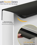 Close-up of 4 Pack Matte Black Adhesive Edge Finger Pull 3 Inch Concealed Kitchen Cabinet Handle showing rounded corners and grip space.