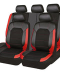 Leather Car Seat Covers Sport Edition Full 8 Piece Set Fits Most Cars, SUVs, Trucks And Vans Black Red Easy Install