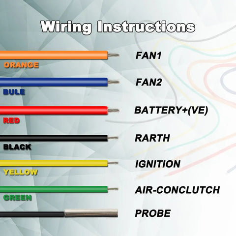 Wiring instructions for the Dual Electric Radiator Fan Switch Kit For 12V And 24V Rides With Adjustable Temperature Range.