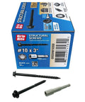 Structural Wood Screw Set for Exterior Projects with Grip-Rite Size 10 x 3 Inch Dual Drive Power Hex Washer Star Head Type 17 Point box