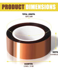 Four Rolls Of 20mm By 16m Heat Transfer Tape For High Temperature Sublimation And Vinyl Press No Residue Easy Peel Polyimide Film Tape With High Temp Adhesive For Clean Precise Sublimation Application. Image shows dimensions of tape roll: 20mm width, 16m length, 5cm diameter.