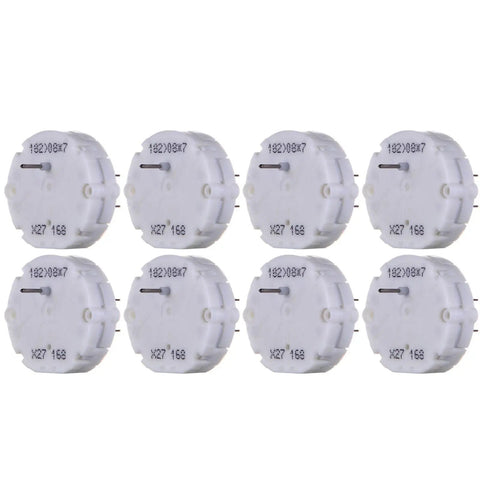 8 Pack Gauge Cluster Stepper Motors X27 168 For Instrument Repair And Speedometer Fix, front view of white motors for gauge accuracy