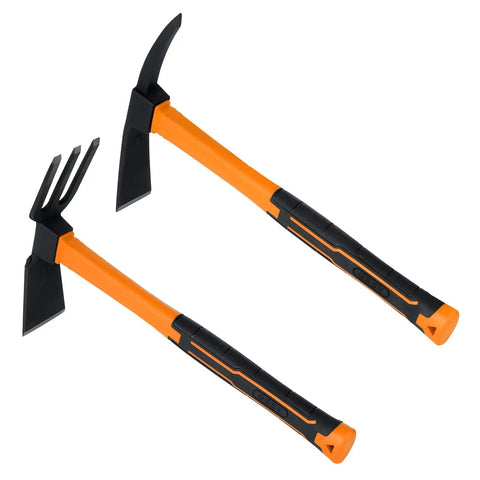 2 Pack Garden Hoes With No Slip Ergonomic Handles Carbon Steel Outdoor Tools Durable 2 Piece Set For Yard Work Weeding And Tilling