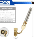 Double Flame Hand Torch With 3600 F Heat, Propane MAPP Gas Torch For Welding, Brazing, Plumbing And HVAC, brass and steel design