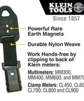 Rare Earth Magnetic Hanger With Strap for hands-free use on Klein meters, durable nylon weave, magnet detail visible.