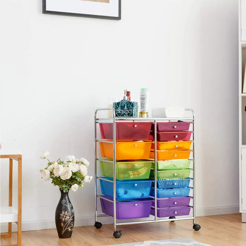 Versatile Rolling Storage Cart With 15 Drawers For Keeping Your Home Office Spotless And Fast Gear Swaps During Any Daily Grind Or Weekend Maker Project