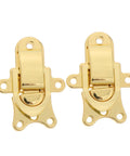 Zerodeko Metal Duckbilled Hasp Lock Toggle Latch Zinc Alloy Material 2pcs shown in gold finish for toolbox fastening.