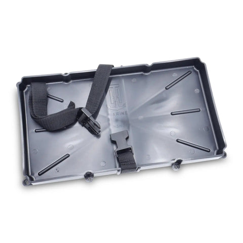 Compact Narrow Battery Tray Holder For Boats And RVs With Space Saving Design For Group 29 And 31 Batteries, NMMA Certified, Includes Poly Strap