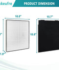 Dimensions of Premium True HEPA Filter Replacement For Whirlpool Whispure AP450 And AP510 Air Purifiers shown.