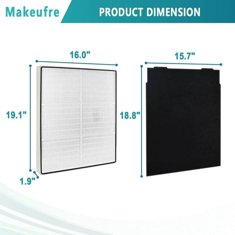 Dimensions of Premium True HEPA Filter Replacement For Whirlpool Whispure AP450 And AP510 Air Purifiers shown.