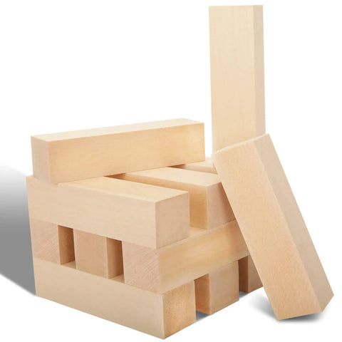 12 Pack Unfinished Basswood Carving Blocks Kit Rectangular Wooden Blocks For Diy Carving Crafts And Whittling 4 By 1 By 1 Inch Blocks For Adults Beginners And Experts Smooth Burr Free Non Toxic Natural Wood.