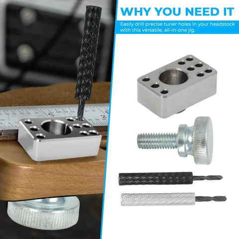 Guitar Tuner Drill Jig Made Of Stainless Steel For Pin Mount 6 In Line Machine Heads Easy Install Precise Hole Alignment