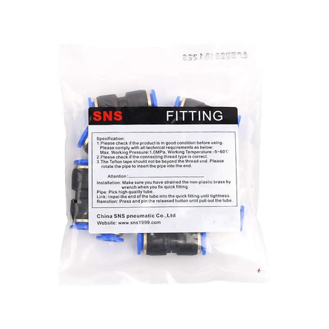 Pack of 10 Three Eighths Inch Plastic Straight Union Tube Fitting Pneumatic Connector For Air And Vacuum Lines in plastic packaging