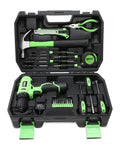 Starter Cordless Drill Kit With 27 Pieces, 12V 1300mAh Power Drill And Driver Set in green ABS case