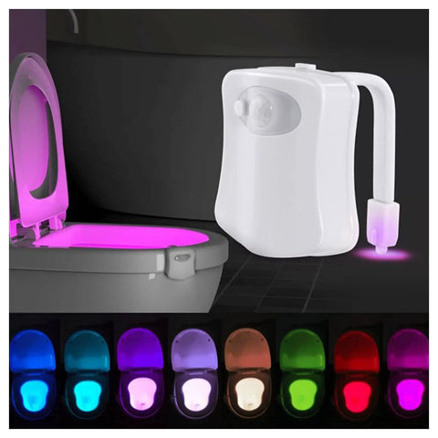 Two Pack Motion Activated LED Toilet Light With Eight Color Options, Auto On Auto Off Night Light For Bathroom, Bowl Glow, Colorful Decor And Safe Glow For Kids, 6 Foot Sensor Range, Easy To Install