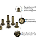 Premium Chicago Screw Assortment Kit Brass Leather Binding Posts 6 to 18mm sizes with dual-purpose Phillips heads for DIY projects.