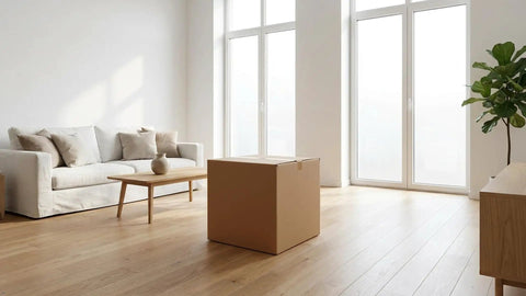 Heavy Duty Corrugated Large Mail Boxes 24x24x24 Inch Pack Of 10 Beefed Up Double Walled Shipping Boxes on living room floor