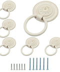 Drop Ring Cabinet Pulls Set 6 Pcs Vintage Bronze Knobs Antique Drawer Handles For Kitchen Cupboard Furniture Ivory White 46mm Diameter Retro Dresser Hardware