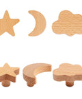 Totally Sweet Wooden Cabinet Knobs Moon Star And Cloud Shapes 6 Piece Set heavy duty beech wood drawer pulls for nursery dressers