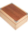 Wooden box with visible 80mm L Shaped Flat Stainless Steel Corner Brackets For Shelves And Cabinets, Heavy Duty Shelf Supports