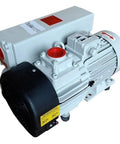 No Nonsense Oil Sealed Rotary Vane Vacuum Pump working hard to pull fast air, featuring a compact design for lab use.