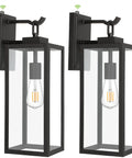 18 Inch Dusk To Dawn Outdoor Wall Lanterns Matte Black Porch Lights Exterior Lighting Architectural Sconces ETL Listed 2 Pack With Photocell Sensor No Fuss Auto On Off