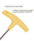 T Handle Wrench One Eighth Inch SAE Long Arm Hex Key Flat End Spanner For Automotive And Home DIY Maintenance Heavy Duty Forged S2 Steel Built For Maximum Strength And Durability A Handy Workhorse For Tight Spots And Quick Fixes, yellow T-handle with hanging hole